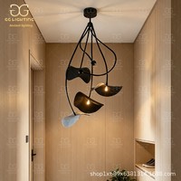 Lustre en cuivre vintage de luxe léger en forme de feuille de lotus avec éclairage LED 480x900mm pour restaurant, salon, chambre et villa