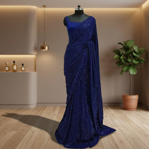 Saree de mariée conception traditionnelle séquence Saree avec chemisier Banglori fantaisie soie Sari pour les femmes pour la fête indienne exportation mode - Product Image 3