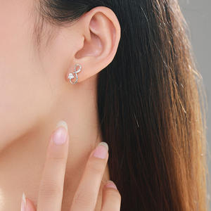 Pendientes de plata de ley S925 con forma de corazón infinito, personalizables en cobre, con la inscripción Eternal Love, para mujer - Regalo de aniversario - Product Image 2