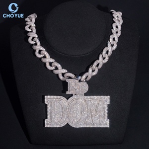 <b>Custom</b> Men's Hip Hop Iced Out Moissanite Letter <b>Name</b> Pendant 925 Silver Rhodium Plated Charms Pendant <b>Necklace</b> Party Wear - Product Image 1