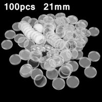 100 pièces de capsules rondes pour pièces de monnaie de 21 mm, boîte en plastique, alignées en cercle, protecteurs de pièces de monnaie, capsules Moeda, boîte de rangement pour pièces de monnaie de 50 cents JFK