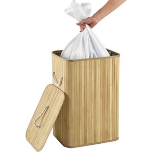 Cesto de Ropa Plegable Multifuncional de Bambú <span class=keywords><strong>con</strong></span> Tapa y Forro Extraíble, Contenedor Rectangular para Almacenamiento de Ropa Sucia - Product Image 6