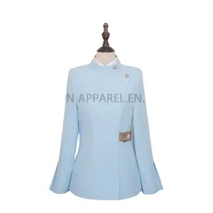 AW2020 블루 디자인 맞춤형 중국 유니폼 호텔 프론트 오피스 가사 관리자 스파 유니폼