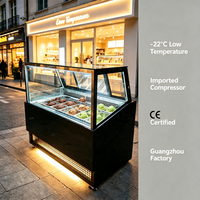 Vitrine congélateur pour crème glacée pour magasin de gelato, supermarché, vitrine incurvée en verre avec éclairage LED