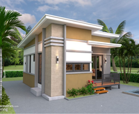 Plans de construction de petite maison 6mX8m avec 2 chambres, toit en pente, maison préfabriquée, maisons modulaires