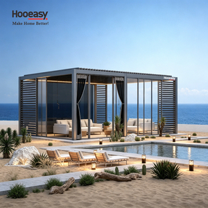 <span class=keywords><strong>Pergola</strong></span> bioclimatique Hooeasy moderne pour fêtes en plein air avec murs latéraux, volets, portes coulissantes en verre, rideaux, moustiquaire et <span class=keywords><strong>toit</strong></span> à lames - Product Image 3