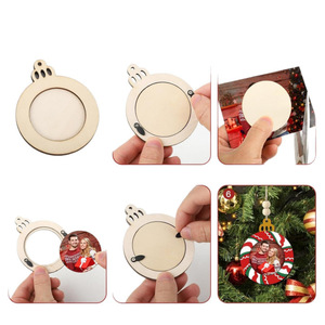 Ornement <span class=keywords><strong>de</strong></span> <span class=keywords><strong>Noël</strong></span> Clochette Cadre Photo en <span class=keywords><strong>Bois</strong></span> Peinture Pendentif à Colorier DIY Nouvel An Moderne Minimaliste - Product Image 5