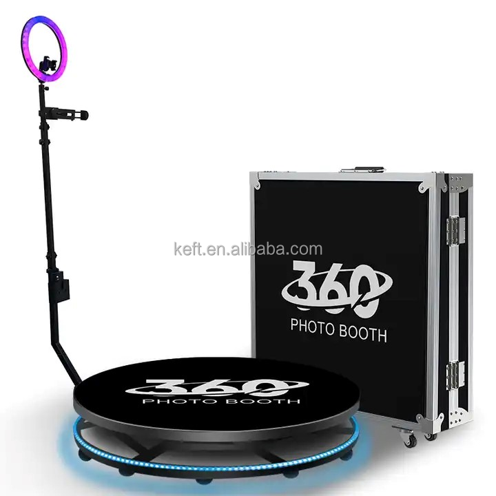 Düğün etkinlikleri için seyahat çantası Video stand makinesi ile 360 fotoğraf kabini 360 derece photobooth Spin kamera