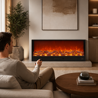 Chimenea Eléctrica LCD de Pared con Llama LED, Construcción Metálica, Manual de Instrucciones en Inglés, para Uso Doméstico y Hotelero