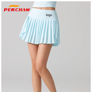 अनुकूलन योग्य उच्च अंत महिलाओं की उच्च-कमर वाली गोल्फ टेनिस स्कर्ट लुभावनी आंतरिक चलने वाली स्ट्रिप्स एंटी-ग्लैयर प्लेट्स फ्रंट लोगो ओम - Product Image 5