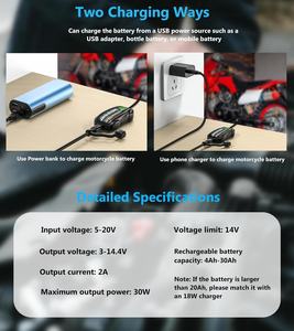 <span class=keywords><strong>Chargeur</strong></span> <span class=keywords><strong>de</strong></span> <span class=keywords><strong>batterie</strong></span> universel 12V pour voiture, étanche, avec port USB, sortie 30W, <span class=keywords><strong>chargeur</strong></span> rapide pour batteries <span class=keywords><strong>de</strong></span> moto - Product Image 2