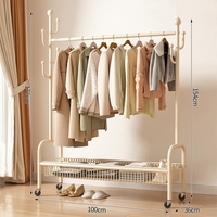 Porte-vêtements en fer extensible et mobile au design moderne avec roulettes pour salon, chambre, cuisine, école et supermarché