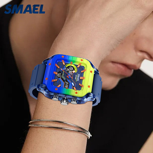 Montre homme SMAEL 8133 tendance style méca et geek, double affichage, étanche, carrée, multifonction, cadeau pour homme - Product Image 5