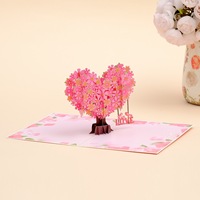 Carte 3D Pop Up Fleur de Cerisier Découpée au Laser Fabriquée Main Saint Valentin OEM ODM Directe Usine