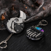 Couteau miniature à monnaie de 6,4x4,2 cm monté sur porte-clés, en acier inoxydable, multifonctionnel pour l'exploration en plein air, gadget portable