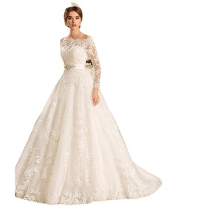 Stardress Off The Shoulder Ball Gown Wedding Dress White Ivory Embroidered Lace Net Vintage Style Formal Bridal Gown - Product Image 3