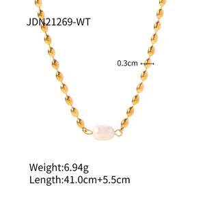 Collier en acier inoxydable plaqué or 18 carats, multi-brins, perles d'eau douce, double couche, avec croix, pour femme - Product Image 6