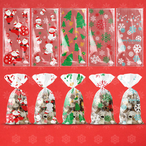 Sacs cadeaux en plastique OPP rectangulaires pour bonbons de Noël, pour les cadeaux de fête de Noël - Product Image 2