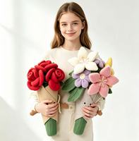 Bouquet de roses en peluche mignon, cadeau créatif de fleurs éternelles en tissu