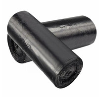 Sacs poubelles jetables noirs en HDPE épais, pratiques pour le nettoyage, à fond plat, pour usage domestique, en rouleau