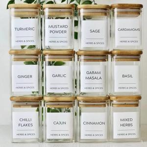 Glass Spice Jar Square Glass Jar <strong>Kitchen</strong> <strong>Storage</strong> <strong>Containers</strong> Glass Jar with Lid for Food - Product Image 1