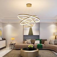 Moderne Simple Spirale Design Acrylique Doré Suspendus LED Lumières Résidentielles Salon Lustres Décoratifs Lampes Suspendues