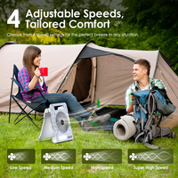 Ventilateur pliable portable à LED pour camping extérieur, rechargeable solaire, 4000 mAh, pour la charge de téléphones portables, utilisation en voiture et en camping-car