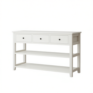 <b>Antique</b> White Console Table Wood <b>Frame</b> 3 Drawers 2 Shelves Entryway Living Room Furniture - Product Image 1
