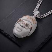 Pendentif Portrait 3D Personnalisé en Argent Sterling 925 Moissanite Iced Out Hip Hop pour Hommes, Cadeau Idéal pour Fêtes et Streetwear - Grande Vente