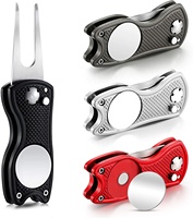 Multifunctionele Reparatie Tool Verschillende Plated Kleur Custom Golf Pitchfork Met Golf Ball Marker