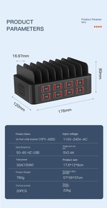 Chargeur de téléphone portable à haute puissance 150W 16 ports, support de stockage, chargeur USB multi-ports, station de <span class=keywords><strong>charge</strong></span> - Product Image 6