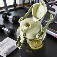 Bouteille d'eau Longstar moderne en PP, 2L, réutilisable, anti-fuite, sans BPA, écologique, avec paille, pour boire directement, idéale pour la gym, le sport et les activités de plein air