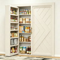 Pintu Pantry Hitam Doff Kapasitas Besar dengan Rak Penyimpanan Multi Lapis untuk Pintu Tersembunyi Makanan Dapur