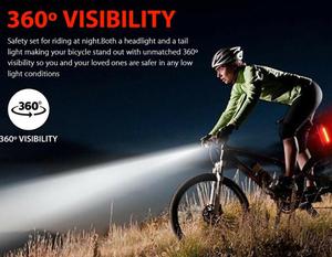 Set Luci per Bici USB LED Ricaricabili Lampada Impermeabile Torcia Anteriore e Posteriore per Mountain Bike - Product Image 6