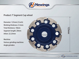 T สไตล์เซ็กเมนต์เพชรหินขัดแผ่นบดล้อถ้วยสำหรับหินแกรนิตหินอ่อนหินคอนกรีต - Product Image 2
