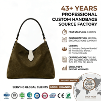 Sac hobo souple en cuir suédé vert olive avec bandoulière noire personnalisée et poignée en forme de goutte grise, sac à bandoulière pour femme, personnalisation OEM