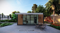 Maisons préfabriquées modulaires en conteneurs en bois, emballage plat, maison de luxe amovible, café moderne de 20 pieds