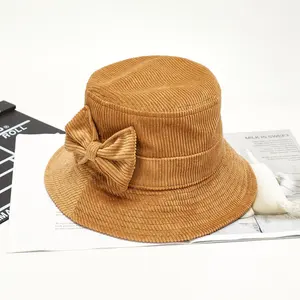 패션 디자이너 사용자 정의 고품질 스티치 럭셔리 낚시 모자 여성용 코듀로이 버킷 모자
