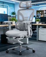 Fauteuil de bureau exécutif ergonomique moderne en maille avec appui-tête et accoudoirs réglables, pivotant à 360°, réglable en hauteur, pour usage hôtelier