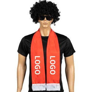विज्ञापन के लिए 2024 कस्टम फुटबॉल स्कार्फ बुना हुआ प्रमोशन मुद्रित लोगो पॉलिएस्टर स्पोर्ट क्लब फैन स्कार्फ
