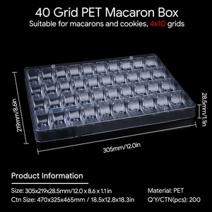 ถาดใส่มาการองแบบ 4*10 ช่อง วัสดุ PET พลาสติกแบบใช้แล้วทิ้ง บรรจุภัณฑ์อาหาร เกรดอาหาร ปรับแต่งโลโก้ รูปทรง รุ่น XF-0274 - Product Image 2