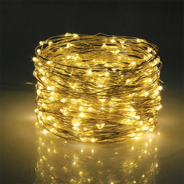 2M 5M 10M Led String Battery Operated Sliver Wire Fairy Garland Light Christmas Outdoor Lights Chain Wedding Decor