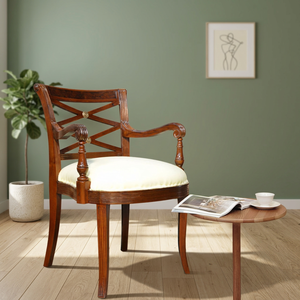 Modern Leisure Arm <b>Chair</b> in Walnut Mahogany Wood with Leather Upholstery Non-Foldable Home Furniture for Living Room - Product Image 2