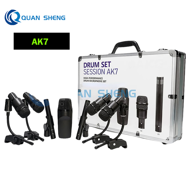 AK7 Professional Drum Microphone Instrument Microphone 7 Piece Kit for Recording Stage Performances