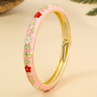 Bracelet articulé en alliage de zinc pour femme, style rétro, émail cloisonné, motif floral pastoral, bijoux de mode, vente en gros