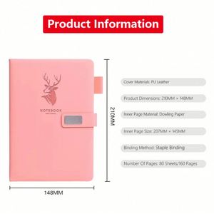 Cuaderno A5 Personalizado de Cuero PU, Diario de 160 Páginas, Cierre Magnético, Páginas Rayadas Resistentes al Agua, Calendario con Vista Semanal para Estudiantes - Product Image 4