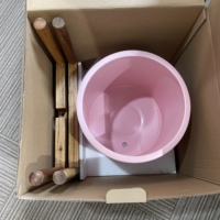En stock, support pour plantes d'intérieur en bois d'acacia de style mid-century, écologique, verni, avec ensemble de pots en céramique, capacité 3L