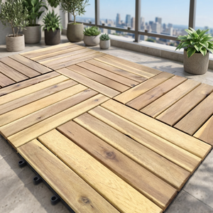 DIY Modern Interlocking Wood <b>Plastic</b> Composite Decking Tile 30x30cm Outdoor Patio Balcony Terrace Garden Easy Install Waterproof - Product Image 6