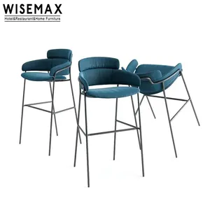 WISEMAX FURNITURE Creative Bar Stools Chairs Modern Furniture Sets Gold Metal Frame Shiny Stain Steel Bar Chairs For Kitchen