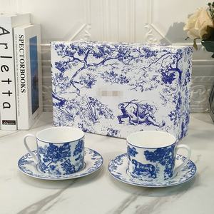 Cup and Saucer Coffee Cup Afternoon <b>Tea</b> Tableware Cup <b>Gift</b> Box D Series Tiger Pattern Bone Porcelain Luxury with Logo Party - Product Image 1